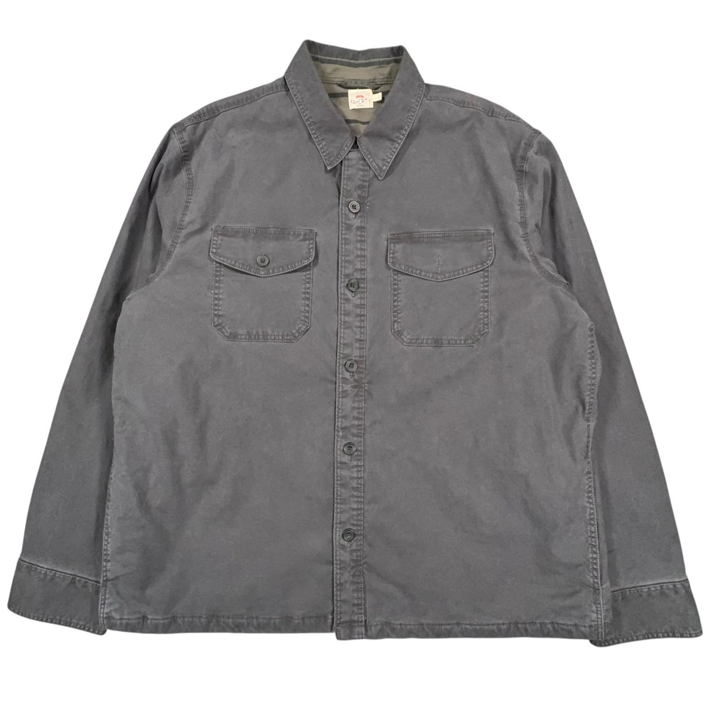 Faherty Lakeside CPO Jacket Mens XL Washed Charcoal Gray Organic Cotton Lined